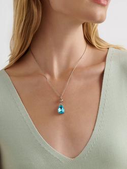 Ted Baker Tearsa Crystal Teardrop Pendant Necklace - view 2, Silver/Blue