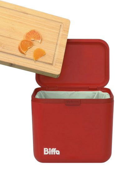ReBorn Biffa Recycled Plastic Food Waste Caddy, Red - view 2, Red