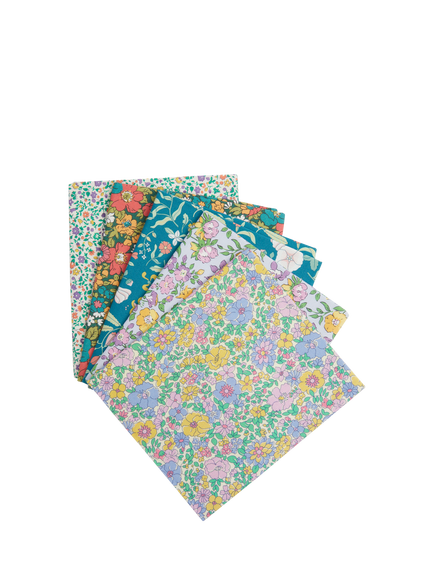 Liberty Fabrics Everlasting Collection Fat Quarter Quilting Fabric, Pack of 5, Cosmos Song, Green