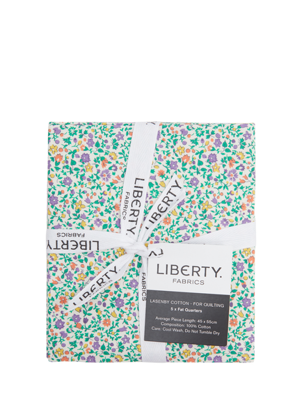 Liberty Fabrics Everlasting Collection Fat Quarter Quilting Fabric, Pack of 5, Cosmos Song - view 2, Green