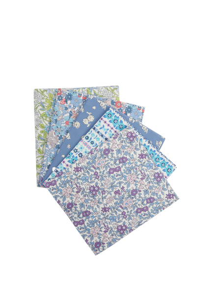 Liberty Fabrics Everlasting Collection Fat Quarter Quilting Fabric, Pack of 5, Flowertop Forest, Blue