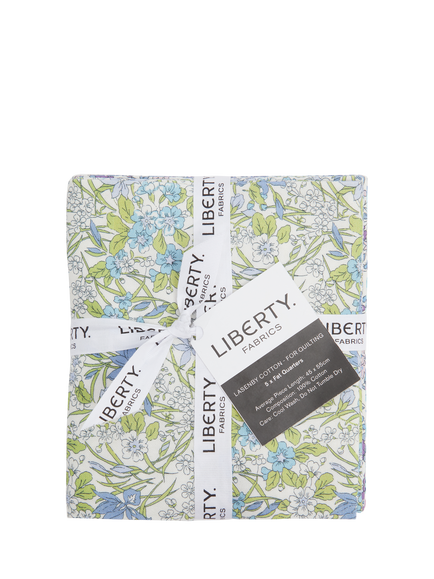 Liberty Fabrics Everlasting Collection Fat Quarter Quilting Fabric, Pack of 5, Flowertop Forest - view 2, Blue