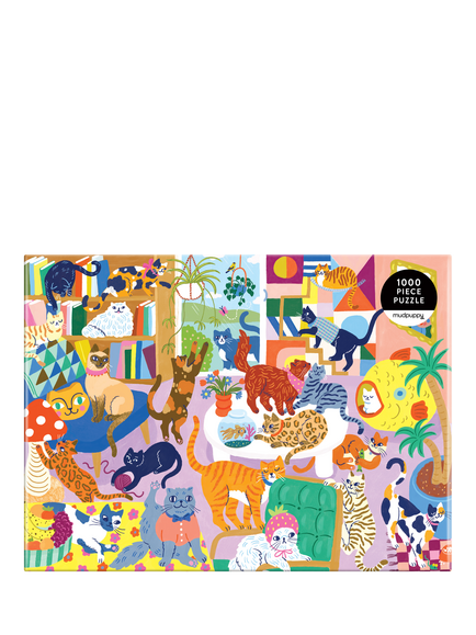 Galison Cosy Cat Club Jigsaw Puzzle, 1000 Pieces, Multi