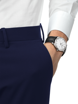 Tissot T1504101601100 Men's PR100 Date Leather Strap Watch, White/Black - view 2, White/Black