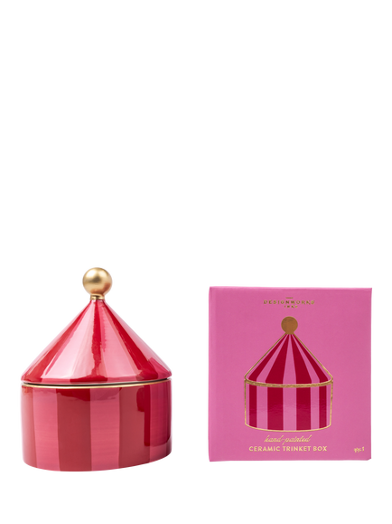 DesignWorks Ink Stripe Ceramic Trinket Dish, Pink, Pink