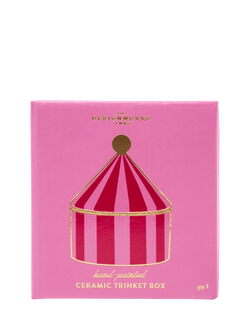 DesignWorks Ink Stripe Ceramic Trinket Dish, Pink - view 2, Pink