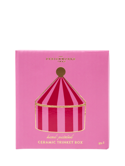 DesignWorks Ink Stripe Ceramic Trinket Dish, Pink - view 2, Pink