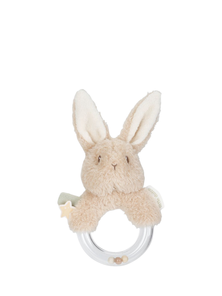 Little Dutch Newborn Naturals Bunny Ring Rattle, Multi
