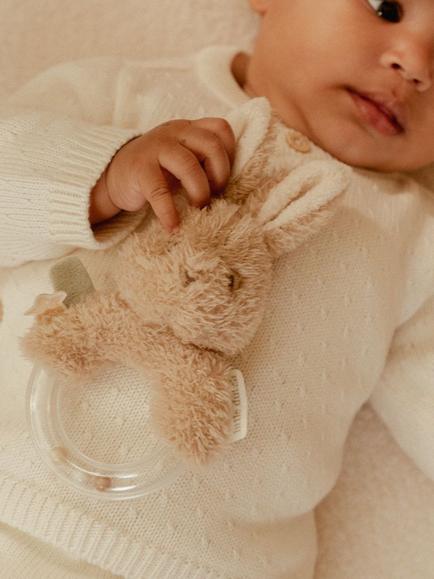 Little Dutch Newborn Naturals Bunny Ring Rattle - view 2, Multi