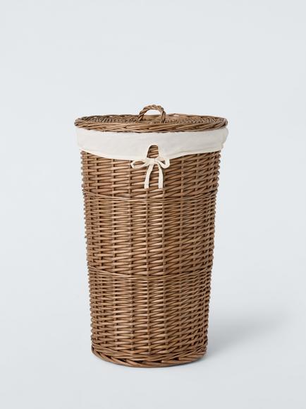 John Lewis Wicker Round Lidded Laundry Basket, Brown, Brown