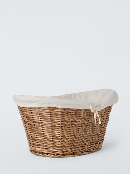 John Lewis Wicker Oval Laundry Basket, Brown - view 2, Brown