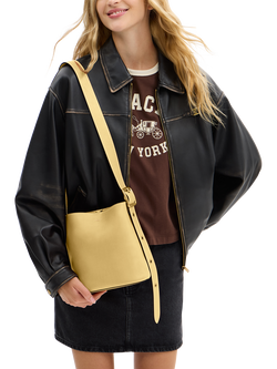 Coach Bleecker 21 Leather Bucket Bag - view 2, Vanilla