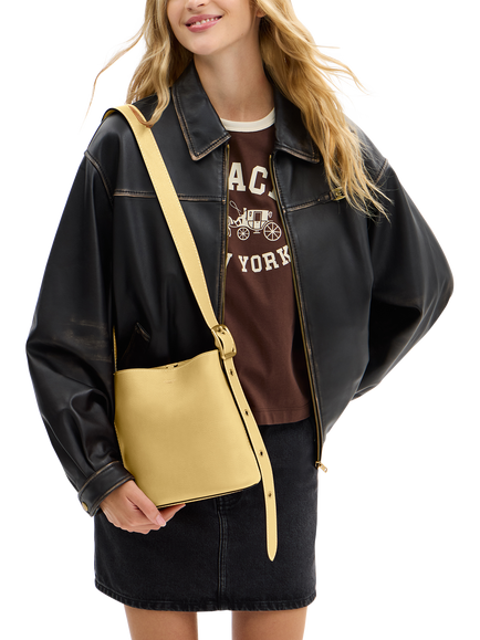 Coach Bleecker 21 Leather Bucket Bag - view 2, Vanilla