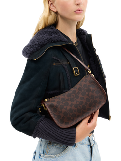 Waverly Canvas and Leather Signature Shoulder Bag, Maple - view 2, B4/Maple Maple