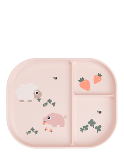 Done By Deer Tiny Farm Foodie Compartment Plate, Powder, Powder