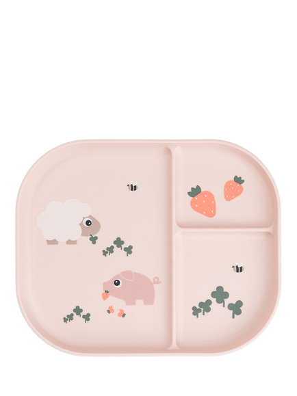 Done By Deer Tiny Farm Foodie Compartment Plate, Powder, Powder