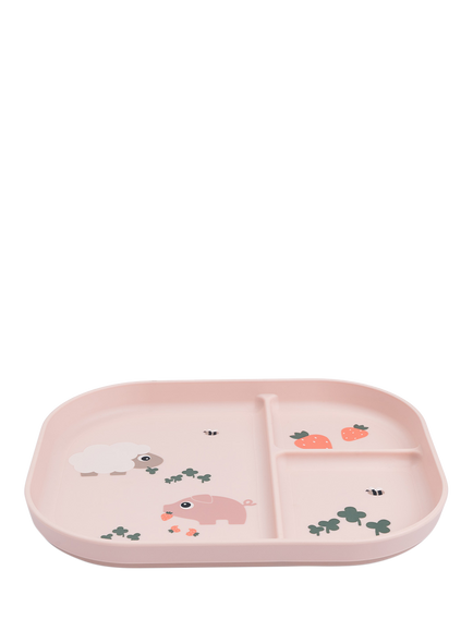 Done By Deer Tiny Farm Foodie Compartment Plate, Powder - view 2, Powder