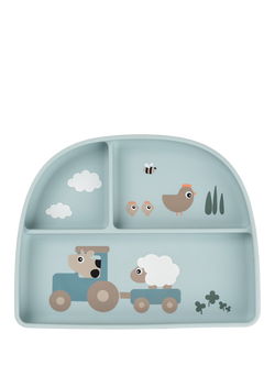 Done By Deer Tiny Farm Stick & Stay Plate, Blue, Blue