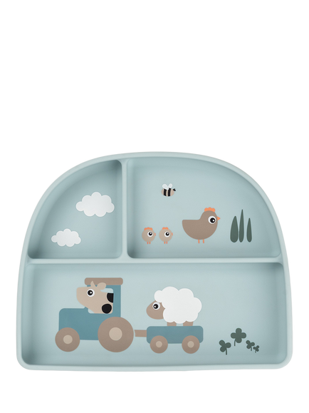 Done By Deer Tiny Farm Stick & Stay Plate, Blue, Blue