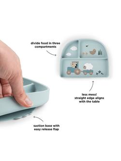 Done By Deer Tiny Farm Stick & Stay Plate, Blue - view 2, Blue