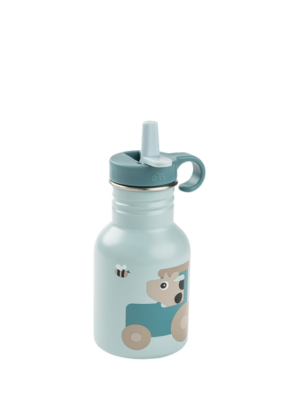 Done by Deer Tiny Farm Metal Drinking Bottle, 350ml - view 2, Blue