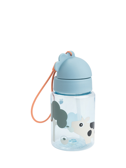 Done by Deer Tiny Farm Straw Bottle, 280ml, Blue