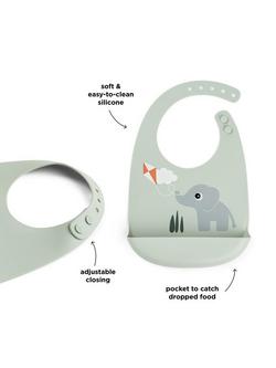 Done By Deer Elphee Silicone Bib, Green - view 2, Green