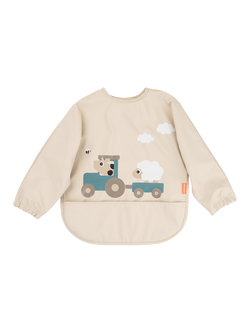 Done By Deer Sleeved Pocket Bib, Sand, Sand