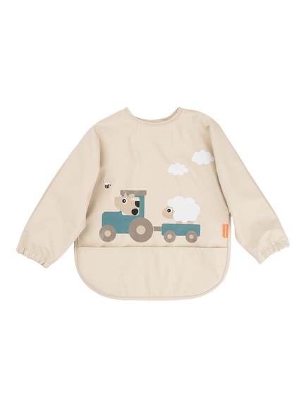 Done By Deer Sleeved Pocket Bib, Sand, Sand