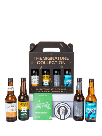 QWERTY Beer Box Signature British Craft Lager Gift Box, 4x 330ml, Multi