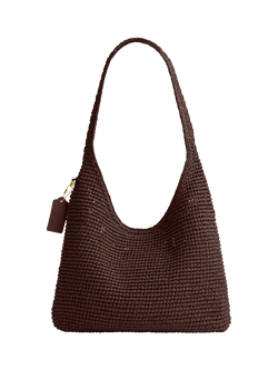 Coach Brooklyn 28 Straw Hobo Bag - view 2, Maple