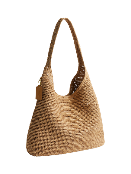 Coach Brooklyn 39 Straw Hobo Bag, Natural - view 2, B4/Natural
