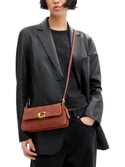 Coach Jet Suede Bag, Clay - view 2, B4/Clay