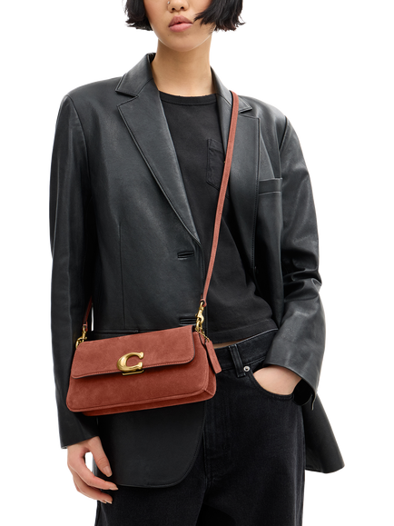 Coach Jet Suede Shoulder Bag, Clay - view 2, B4/Clay
