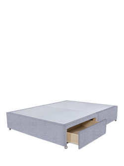 John Lewis Non-Sprung Upholstered 2 Drawer Divan Base, Small Double - view 2, Herringbone Grey