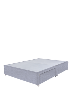 John Lewis Non-Sprung Upholstered 2 Drawer Divan Base, Double, Herringbone Grey