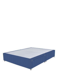 John Lewis Non-Sprung Upholstered 2 Drawer Divan Base, Double, Brushedweave Denim