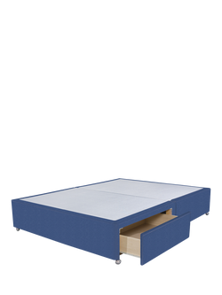 John Lewis Non-Sprung Upholstered 2 Drawer Divan Base, Double - view 2, Brushedweave Denim