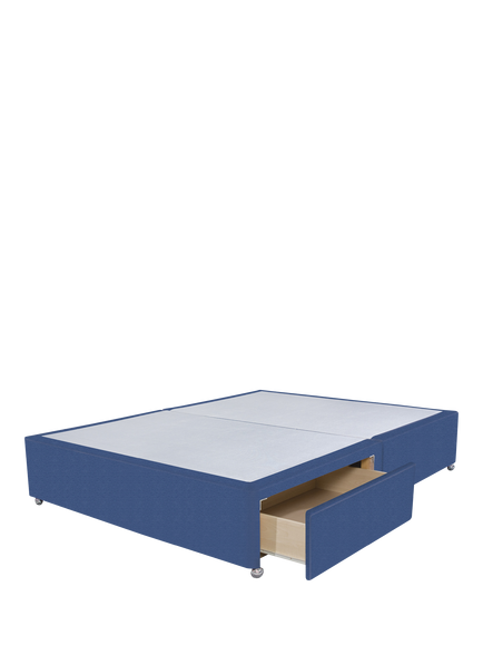 John Lewis Non-Sprung Upholstered 2 Drawer Divan Base, Double - view 2, Brushedweave Denim