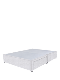John Lewis Non-Sprung Upholstered 2 Drawer Divan Base, King Size, Brushedweave Silver