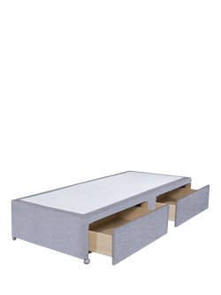 John Lewis Non-Sprung Upholstered 2 Drawer Divan Base, Single - view 2, Herringbone Grey