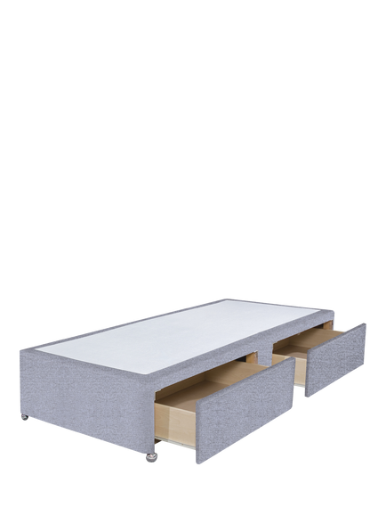 John Lewis Non-Sprung Upholstered 2 Drawer Divan Base, Single - view 2, Herringbone Grey