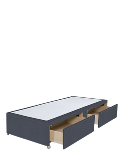 John Lewis Non-Sprung Upholstered 2 Drawer Divan Base, Single - view 2, Herringbone Shadow