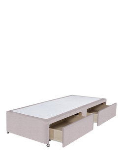John Lewis Non-Sprung Upholstered 2 Drawer Divan Base, Single - view 2, Herringbone Oat