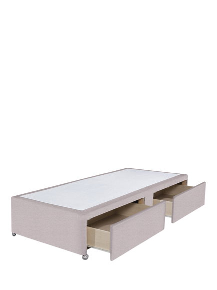 John Lewis Non-Sprung Upholstered 2 Drawer Divan Base, Single - view 2, Herringbone Oat