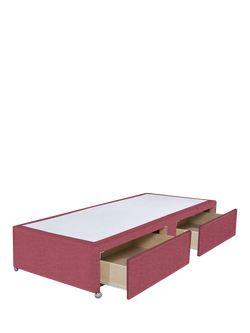 John Lewis Non-Sprung Upholstered 2 Drawer Divan Base, Single - view 2, Herringbone Rose