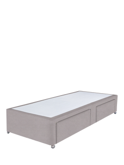 John Lewis Non-Sprung Upholstered 2 Drawer Divan Base, Single, Velveteen Pebble