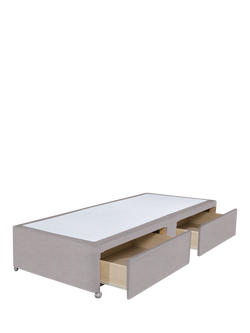 John Lewis Non-Sprung Upholstered 2 Drawer Divan Base, Single - view 2, Velveteen Pebble