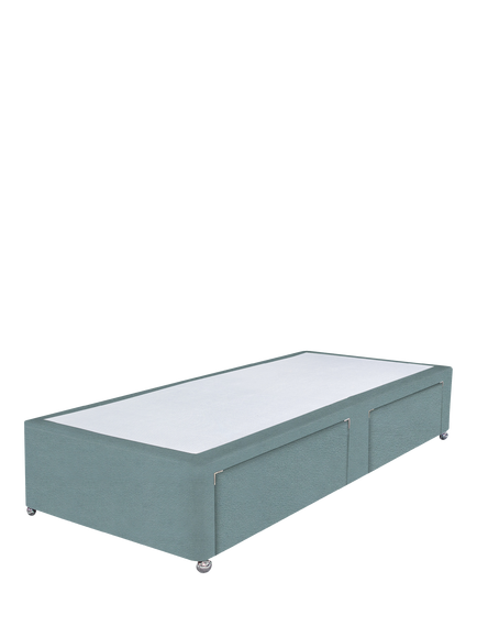 John Lewis Non-Sprung Upholstered 2 Drawer Divan Base, Single, Velveteen Sage
