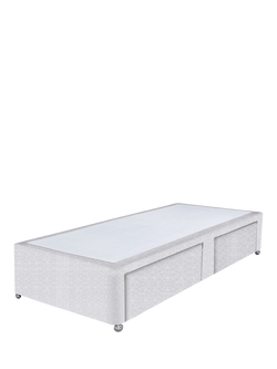 John Lewis Non-Sprung Upholstered 2 Drawer Divan Base, Single, Brushedweave Silver